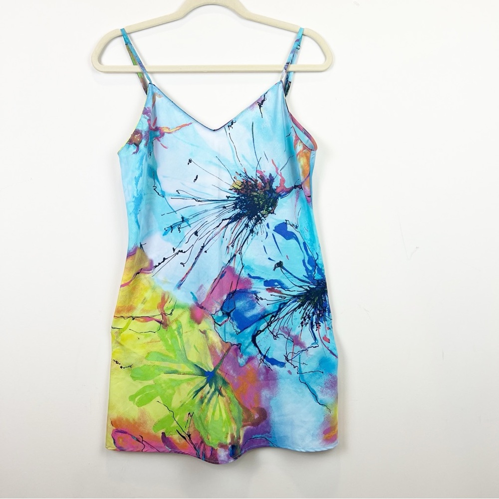 Natori Private Luxuries Watercolor Floral Fairy Whimsical Chemise Slip Women’s S